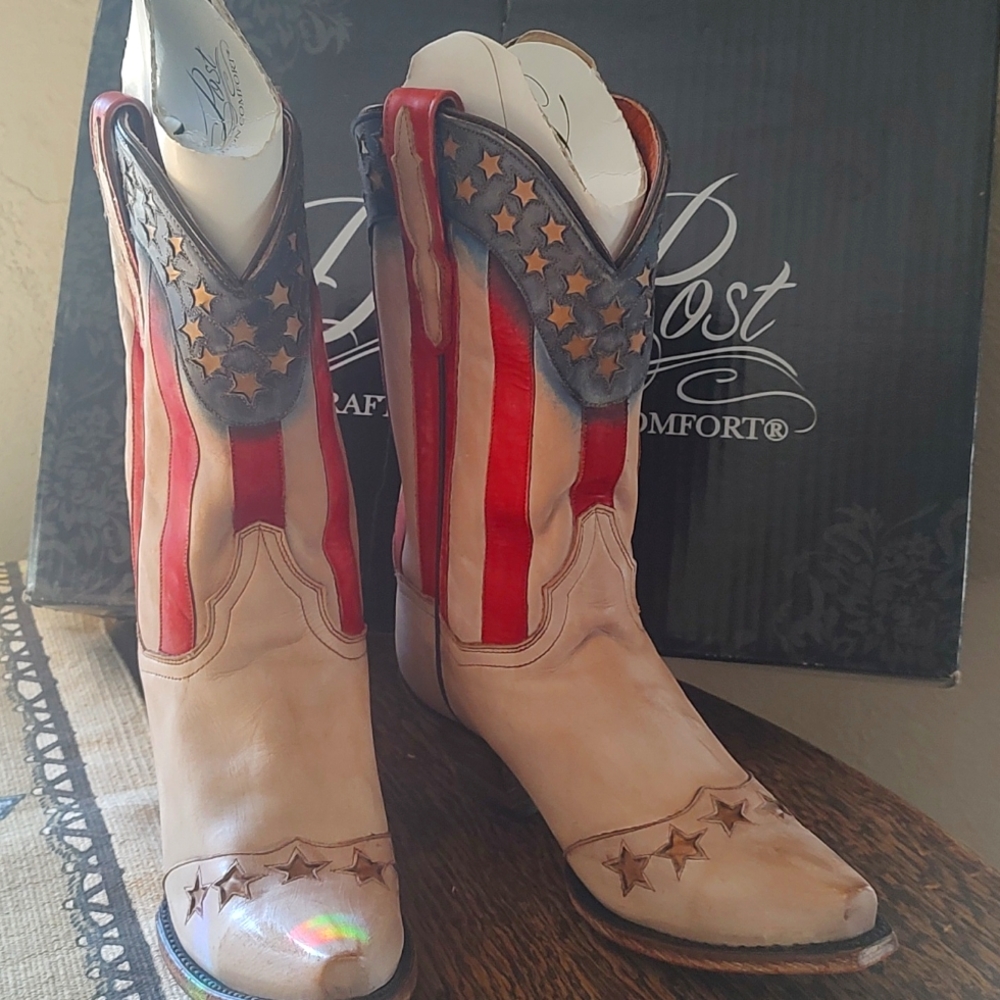 Dan Post American flag leather Western boots Ladies size 8